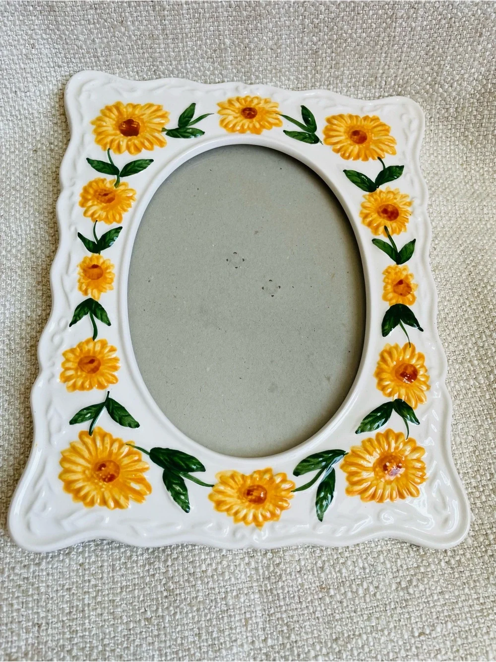 Vintage Sunflower Floral Botanical Ceramic Picture Frame Fits 5x7